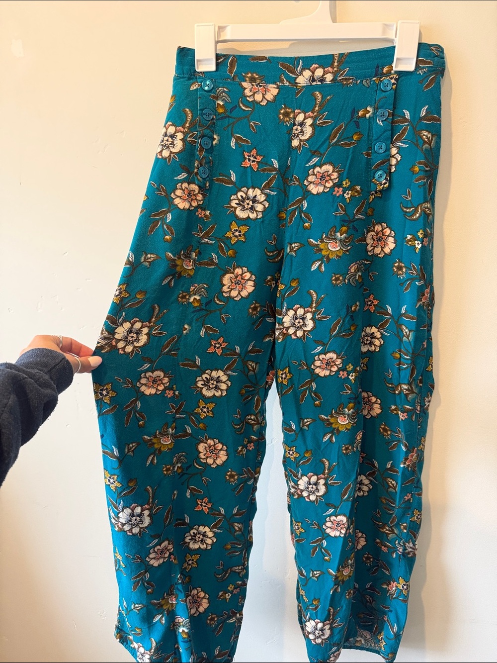 Xhilaration Teal Floral Wide Leg Pants